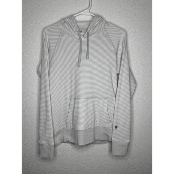 Kuhl Women's Stria Hoodie Size Small Pullover Gray White Striped Lightweight - Picture 1 of 16